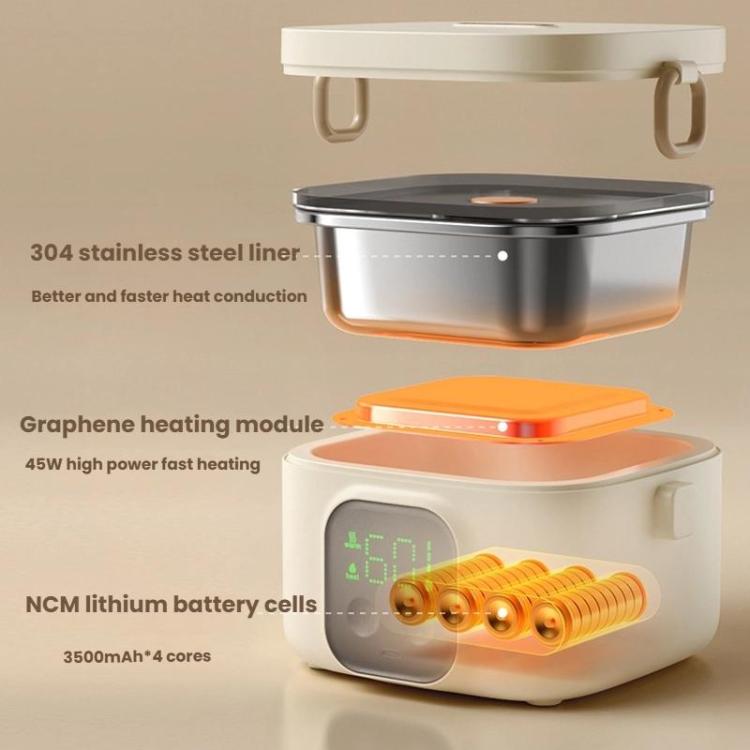 Wireless Charging Lunch Box No Water Needed With 304 Stainless Steel Inner Pot