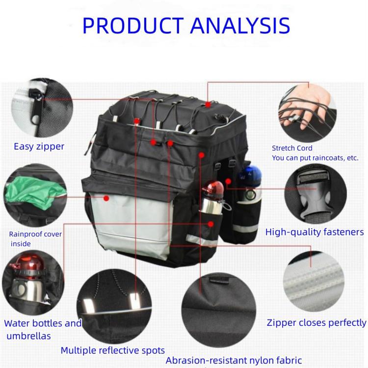 3 in 1 Mountain Bike Pannier With Large Capacity For Rear Racks