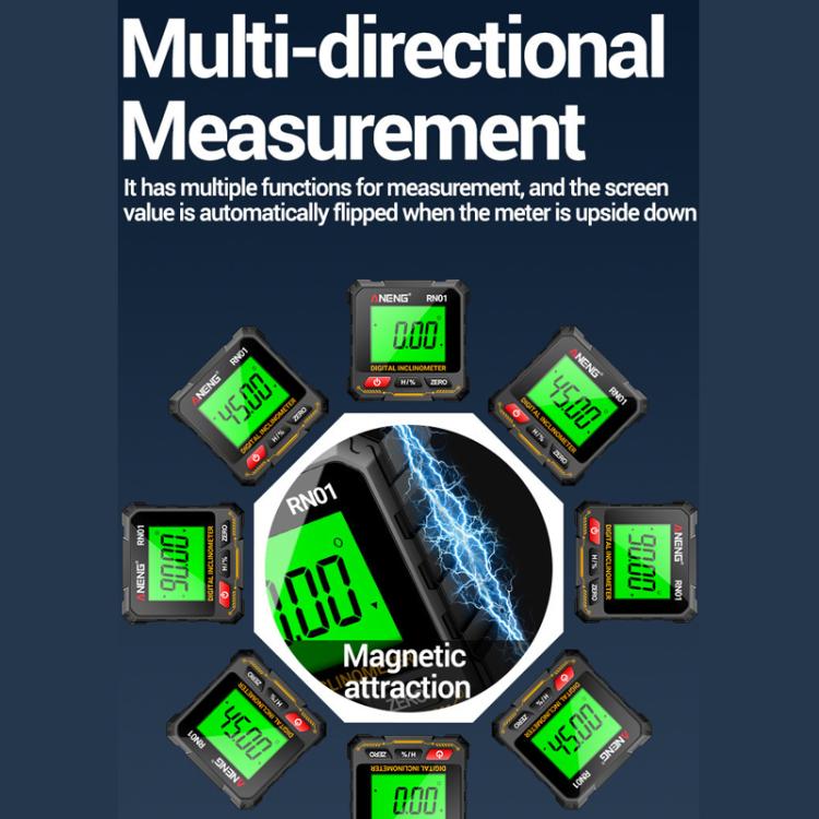 ANENG RN01 Digital Inclinometer Precision Angle Finder With 4-Sided Magnet & Auto-Rotate Screen
