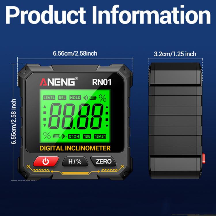 ANENG RN01 Digital Inclinometer Precision Angle Finder With 4-Sided Magnet & Auto-Rotate Screen