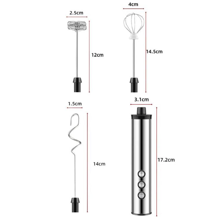 3In1 Portable Rechargeable Handheld Electric Egg Beater Mini Milk Frother For Baking