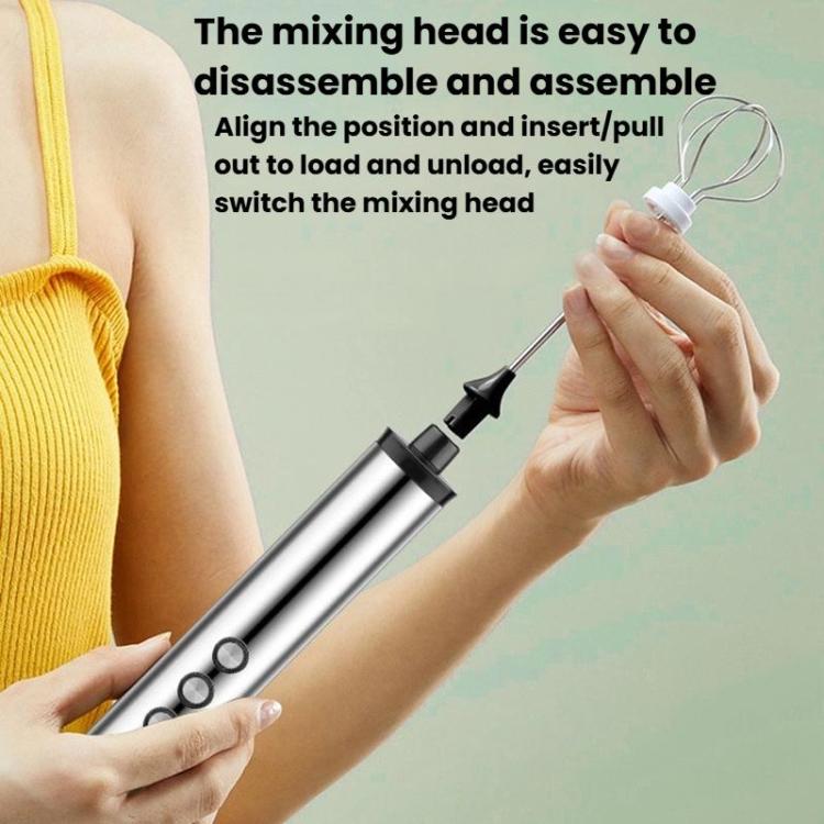3In1 Portable Rechargeable Handheld Electric Egg Beater Mini Milk Frother For Baking