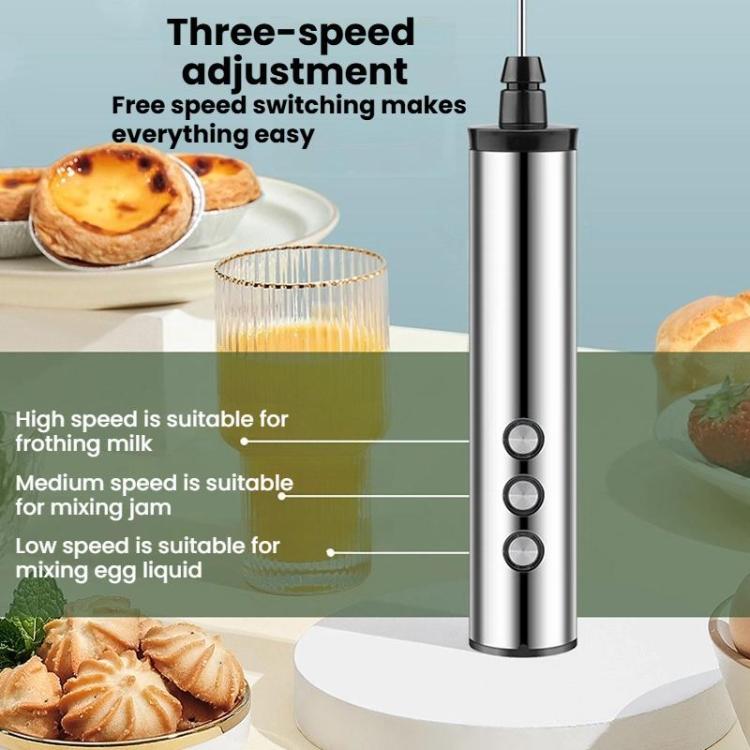 3In1 Portable Rechargeable Handheld Electric Egg Beater Mini Milk Frother For Baking