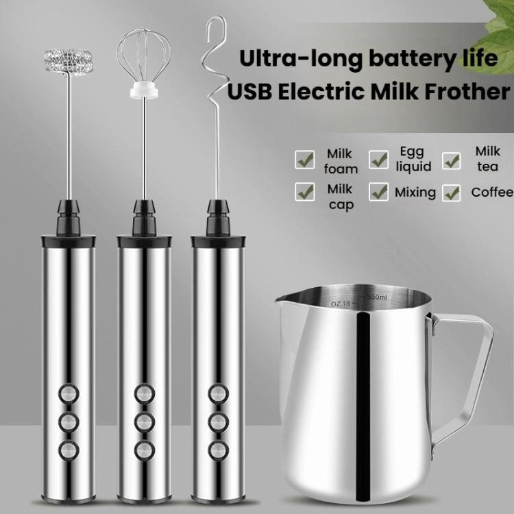 3In1 Portable Rechargeable Handheld Electric Egg Beater Mini Milk Frother For Baking