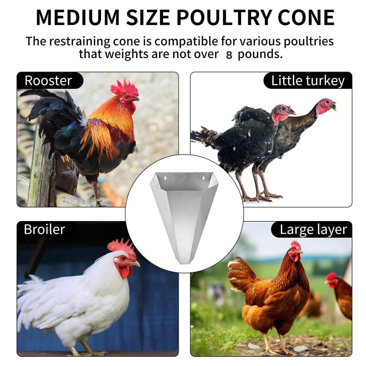 Heavy-duty Metal Poultry Cone for Chicken and Duck Restraint Funnels