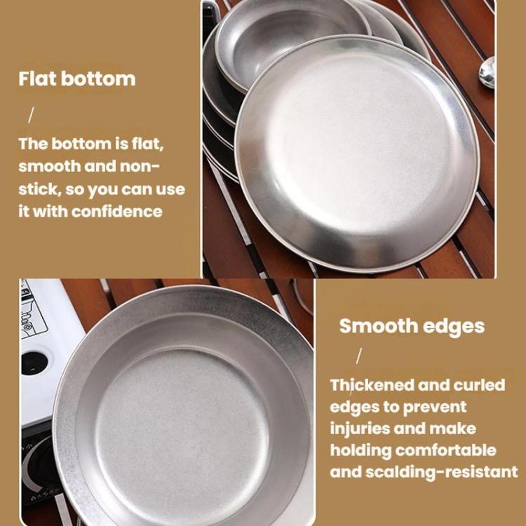 Outdoor Stainless Steel Dinner Plate Set Camping Portable BBQ Plate, With Storage Bag