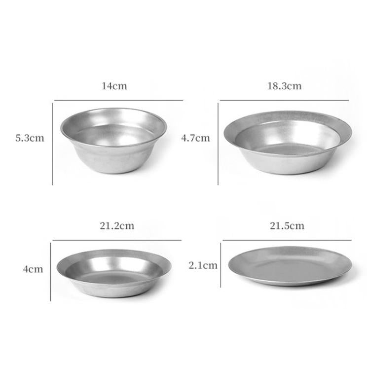 Outdoor Stainless Steel Dinner Plate Set Camping Portable BBQ Plate, With Storage Bag