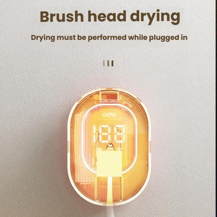 CKPA Rechargeable UV Toothbrush Sterilizer and Holder with Smart Display, No-Drill Adhesive Mount for Electric Toothbrushes