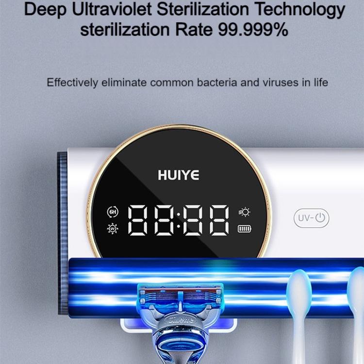 HUIYE UV Toothbrush And Razor Sanitizer Drying Box With LCD Display Wall-Mounted No-Drill Electric Toothbrush Sterilizer