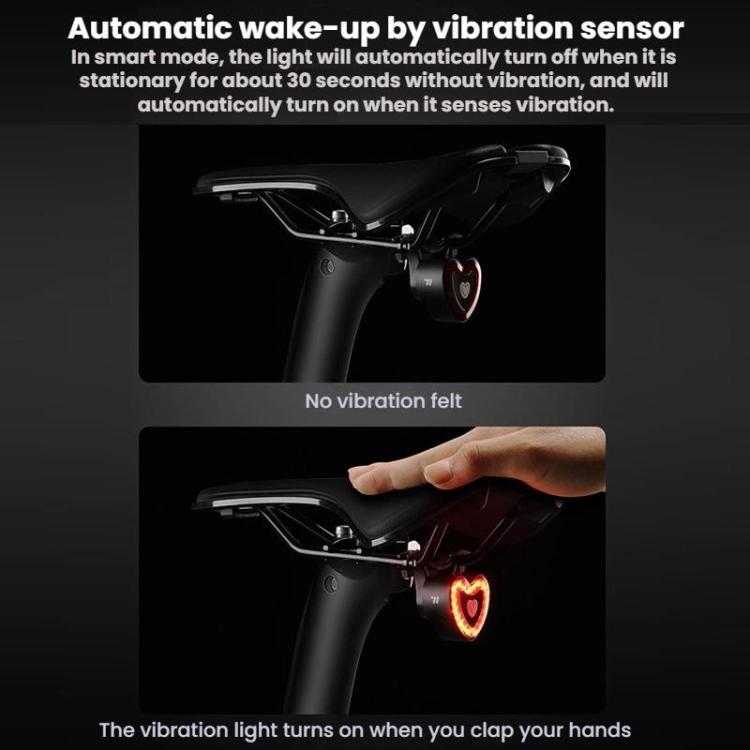 WEST BIKING Smart Heart Taillight With Cycling Brake Sensor Warning Light