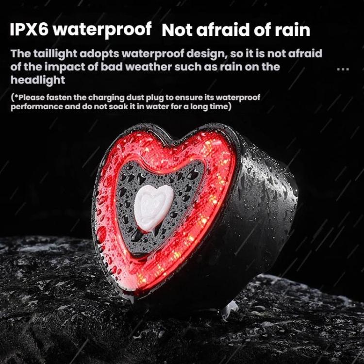 WEST BIKING Smart Heart Taillight With Cycling Brake Sensor Warning Light