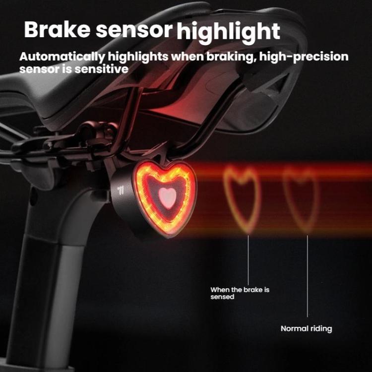 WEST BIKING Smart Heart Taillight With Cycling Brake Sensor Warning Light
