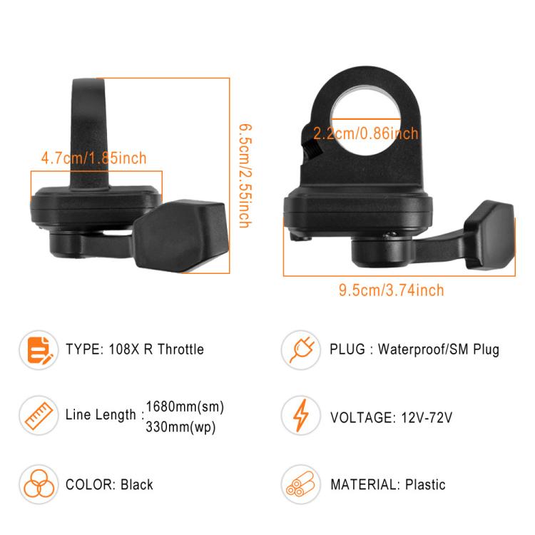 Electric Bicycle 108X R Throttle Starting Adjustable Speed Turning Grip Accelerated Thumb Throttle Brake