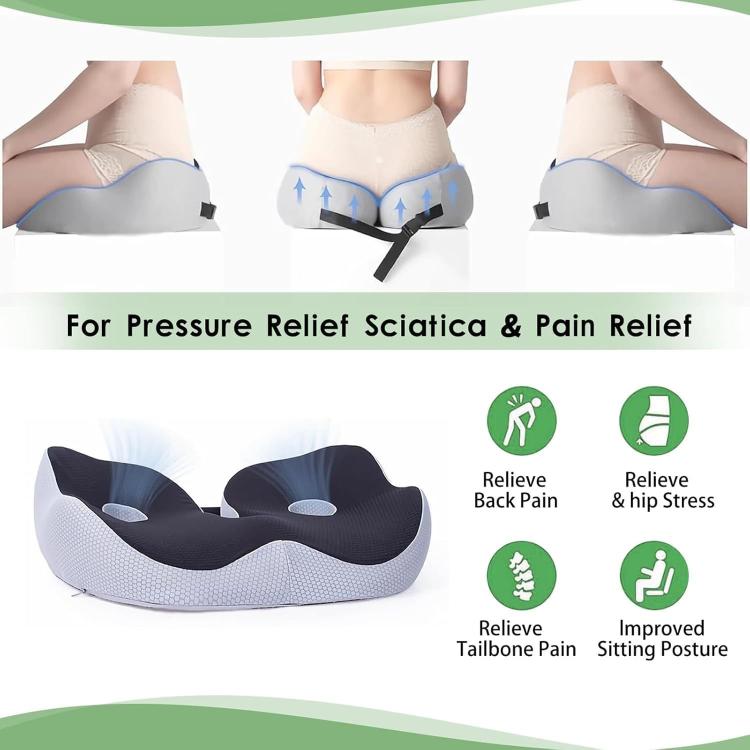 Thickened Hip Seat Cushion Memory Cotton Breathable Hemorrhoid Pad Office Sedentary Anti-slip Hip Mat