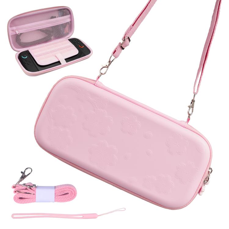 For Nintendo Switch 2 Sakura Print Crossbody Bag Portable Handheld Shoulder Carry Case