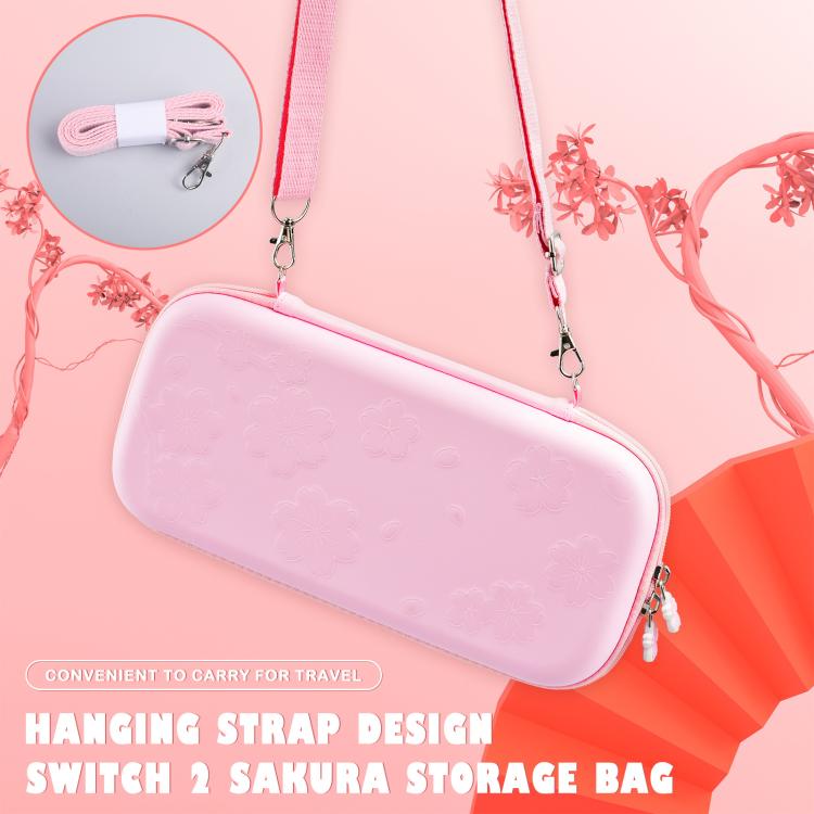 For Nintendo Switch 2 Sakura Print Crossbody Bag Portable Handheld Shoulder Carry Case