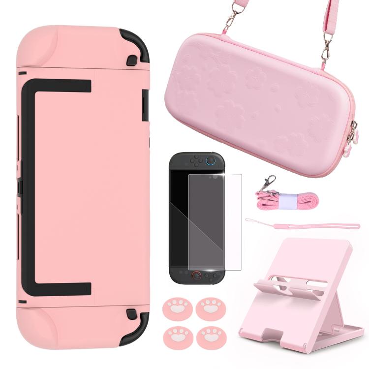 For Nintendo Switch 2 Sakura Accessories Bundle Portable Carrying Case with Shell, 4 Thumb Grips, Screen Protector & Stand