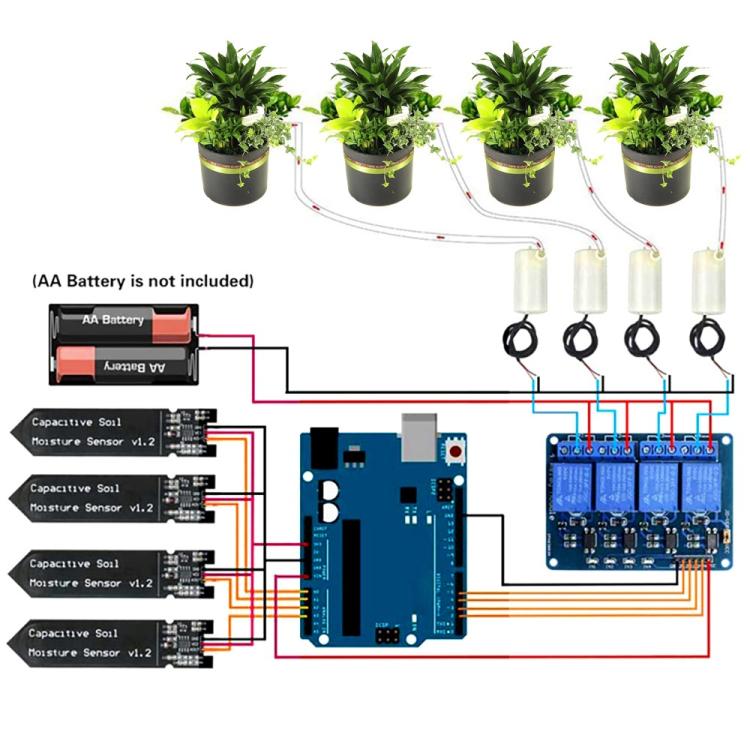 DIY 4-Way Relay Automatic Garden Watering Kit