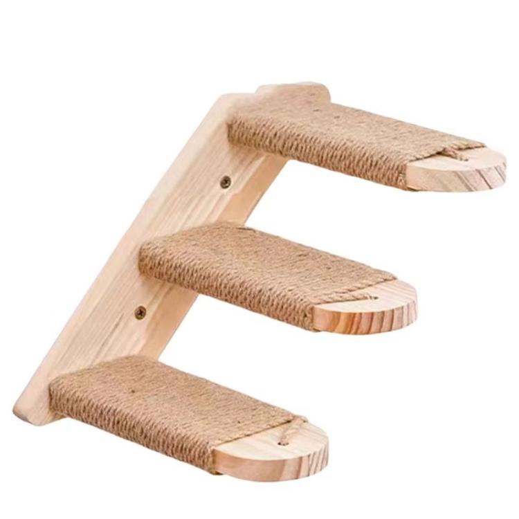 Wall Mounted Cat Climbing Frame Wooden Sisal Cat Jumping Platform Multi-Level Climbing Stairs