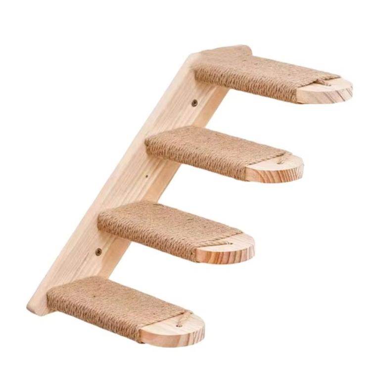 Wall Mounted Cat Climbing Frame Wooden Sisal Cat Jumping Platform Multi-Level Climbing Stairs