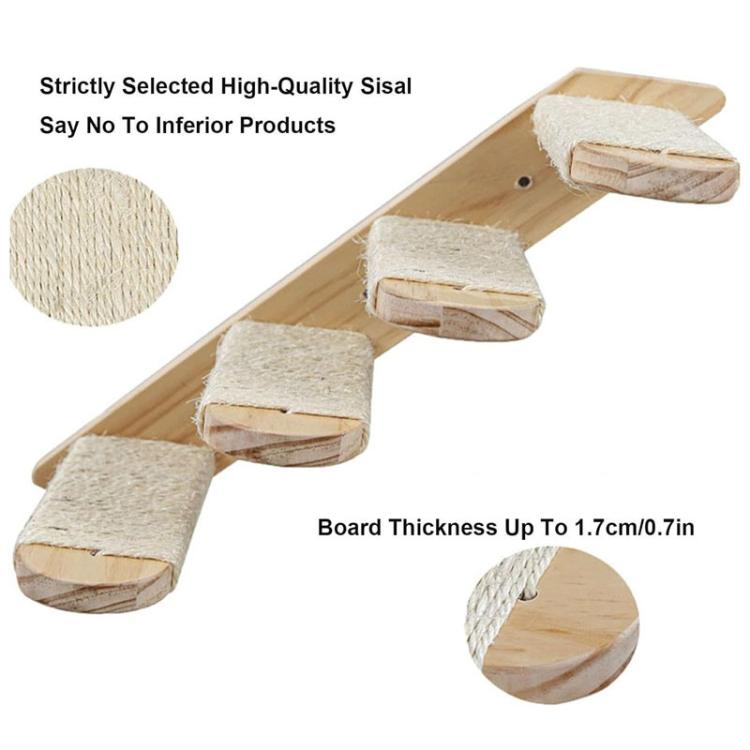 Wall Mounted Cat Climbing Frame Wooden Sisal Cat Jumping Platform Multi-Level Climbing Stairs