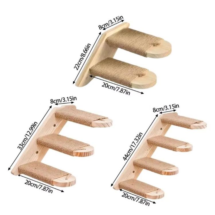 Wall Mounted Cat Climbing Frame Wooden Sisal Cat Jumping Platform Multi-Level Climbing Stairs
