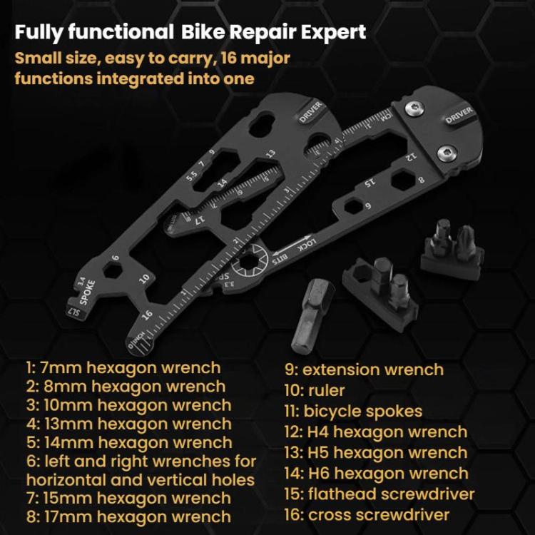 16 In 1 Mini Card Tool Multifunctional Keychain Bottle Opener Hexagonal Portable Screwdriver