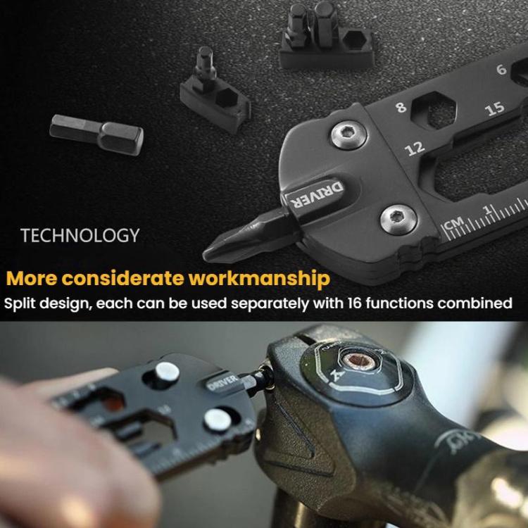 16 In 1 Mini Card Tool Multifunctional Keychain Bottle Opener Hexagonal Portable Screwdriver