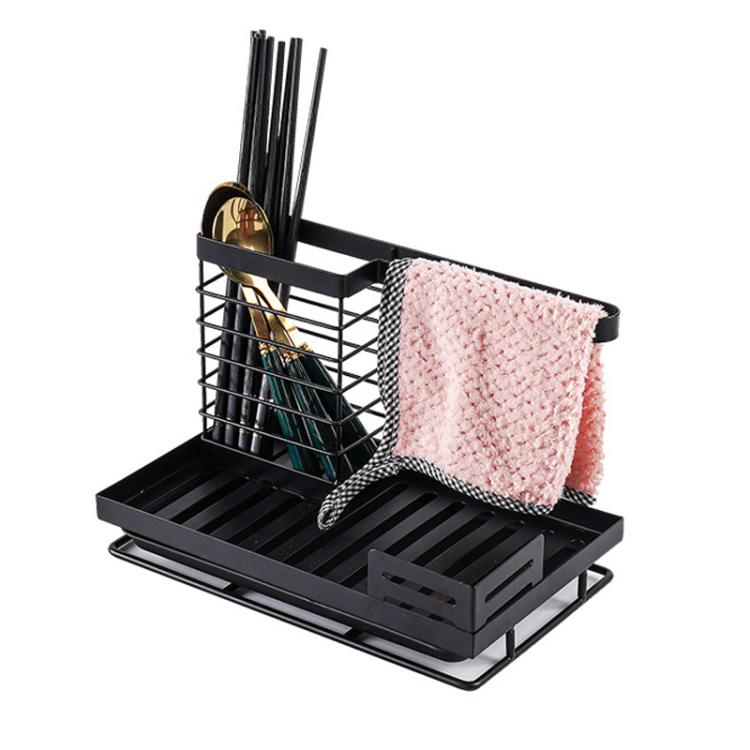 Kitchen Dishcloth Holder Sponge Drying Rack With Drain Tray