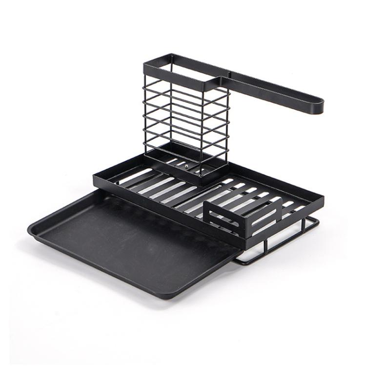 Kitchen Dishcloth Holder Sponge Drying Rack With Drain Tray