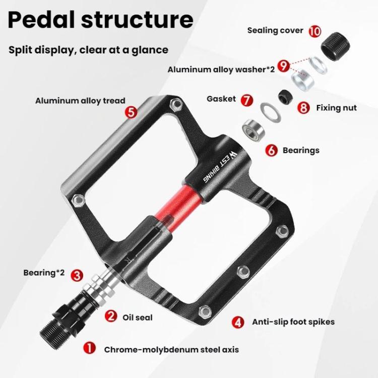 WEST BIKING Road Bike Aluminum Triple-Pierced Pedals