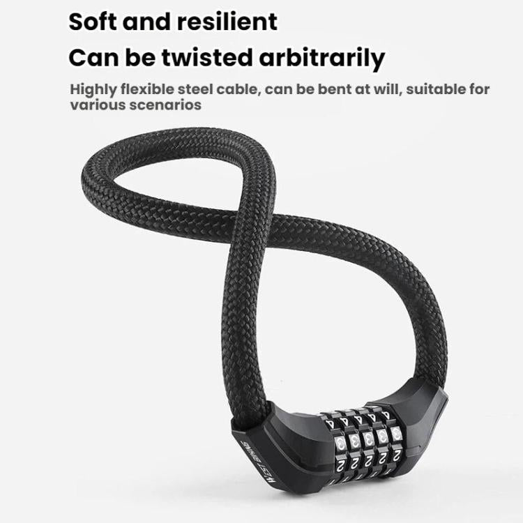 WEST BIKING Extended Portable Bicycle Steel Cable Anti-Theft Combination Lock