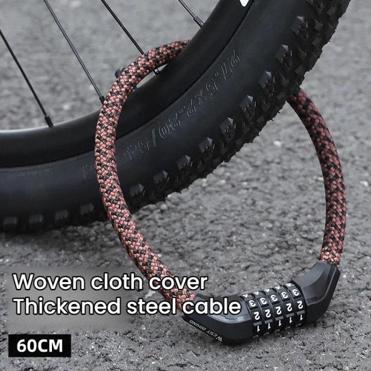 WEST BIKING Extended Portable Bicycle Steel Cable Anti-Theft Combination Lock
