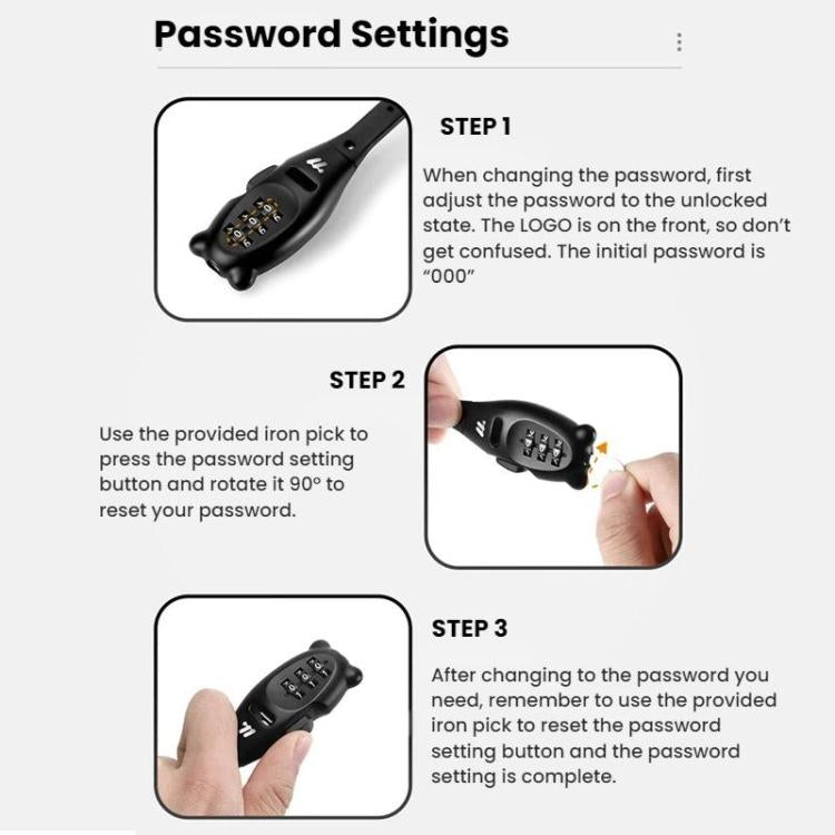 WEST BIKING Bicycle/Motorcycle Helmet Anti-Theft Portable Combination Cable Tie Lock