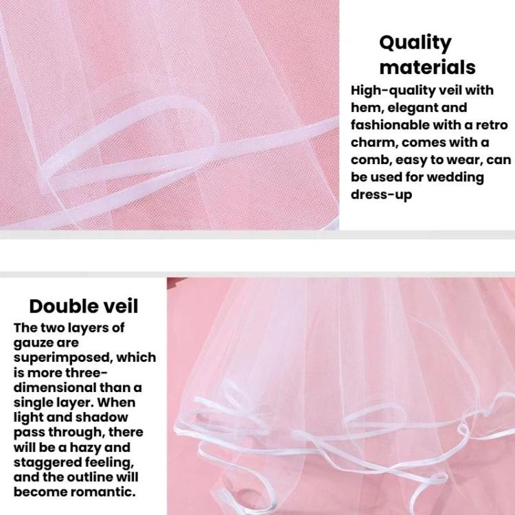 Bridal Veil Hair Accessories Double-Layer Tulle Veil
