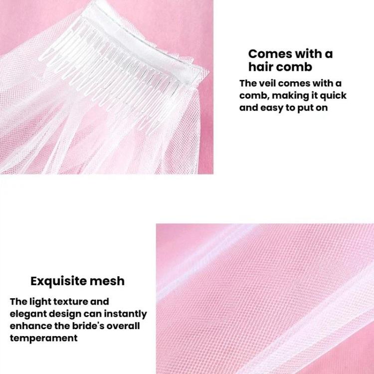 Bridal Veil Hair Accessories Double-Layer Tulle Veil