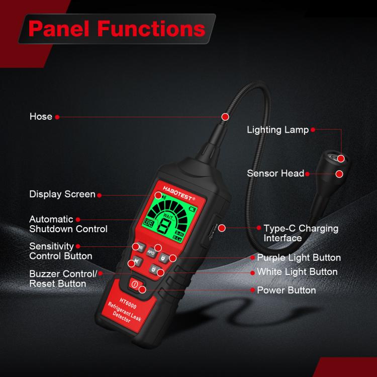 HABOTEST Car Air Conditioning Freon Refrigerant Leak Tester