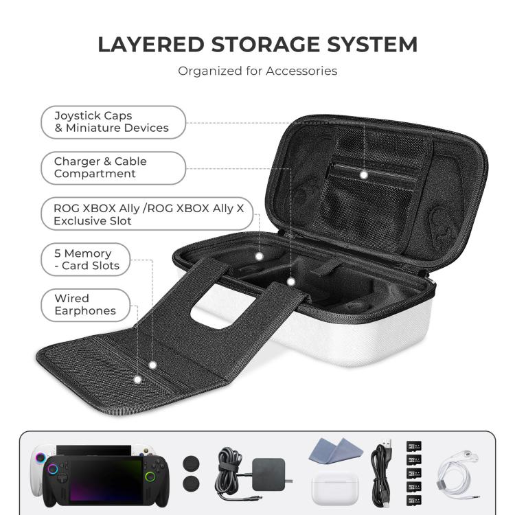 JYS Hard Carrying Case for ROG Xbox Ally/X Handheld Portable Travel Zipper Bag