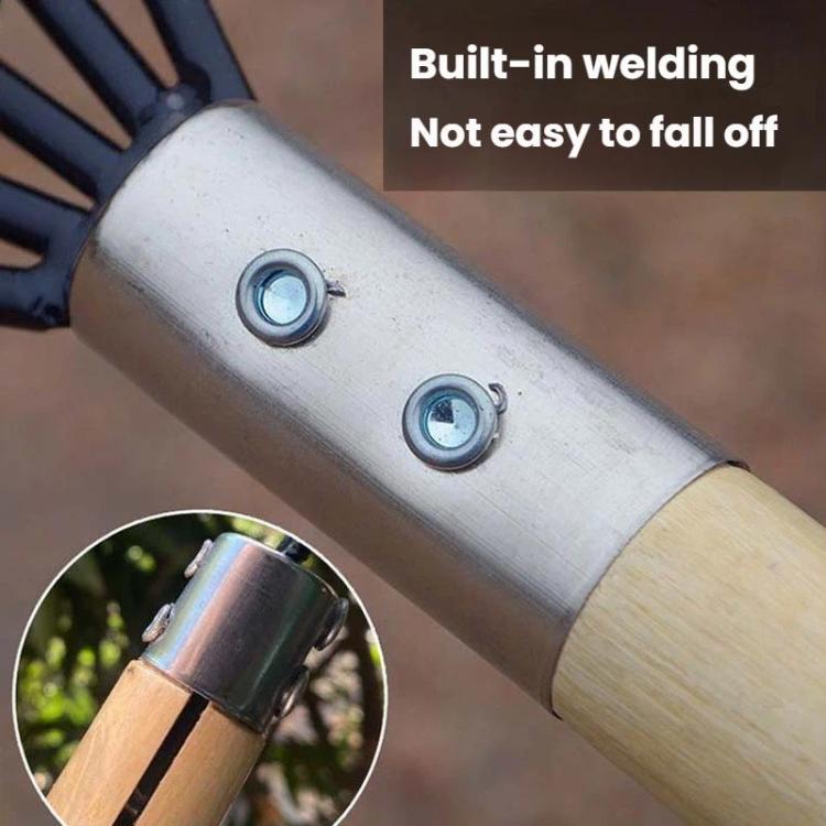 Clam Rake With Mesh Pocket Seaside Beach Rake Wooden Handle Small Iron Rake Tool