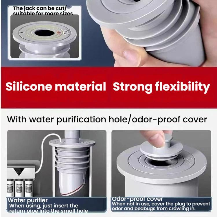 Pipe Universal Silicone Seal Ring Bathroom Kitchen Sewer One Way Check Valve