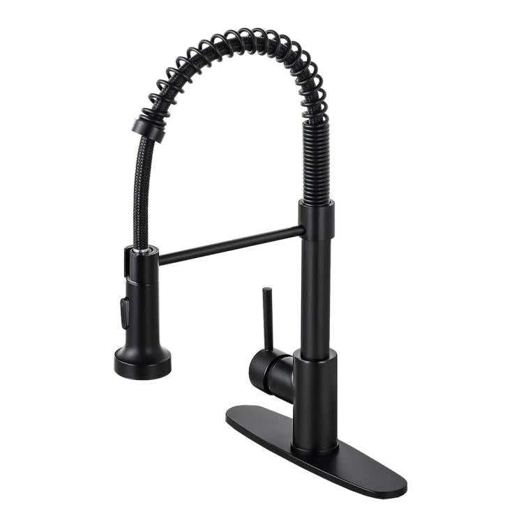 Single Function Kitchen Spring Faucet With Base Plate Hot and Cold Water Swivel Sink Pull Out Faucet