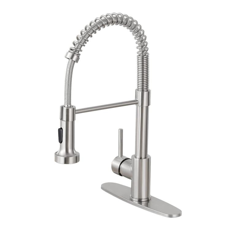 Single Function Kitchen Spring Faucet With Base Plate Hot and Cold Water Swivel Sink Pull Out Faucet