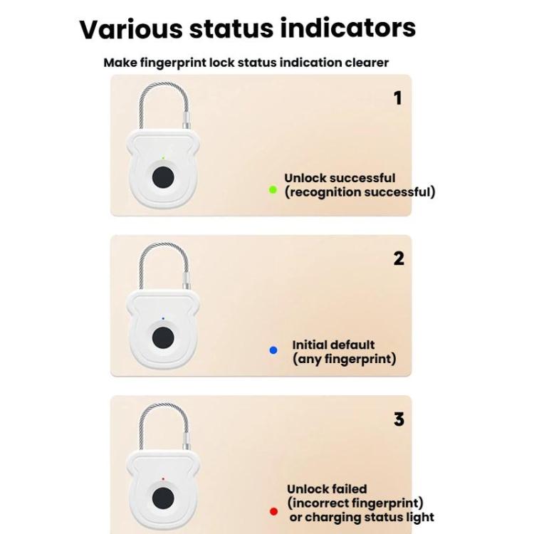 Smart Fingerprint Padlock with Electronic Keys & USB-C Charging for Luggage, Home, Gym Lockers