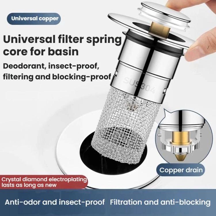 A2 Wire Basket Long Copper Core Basin Drainer Bouncing Core Washbasin Leakage Plug