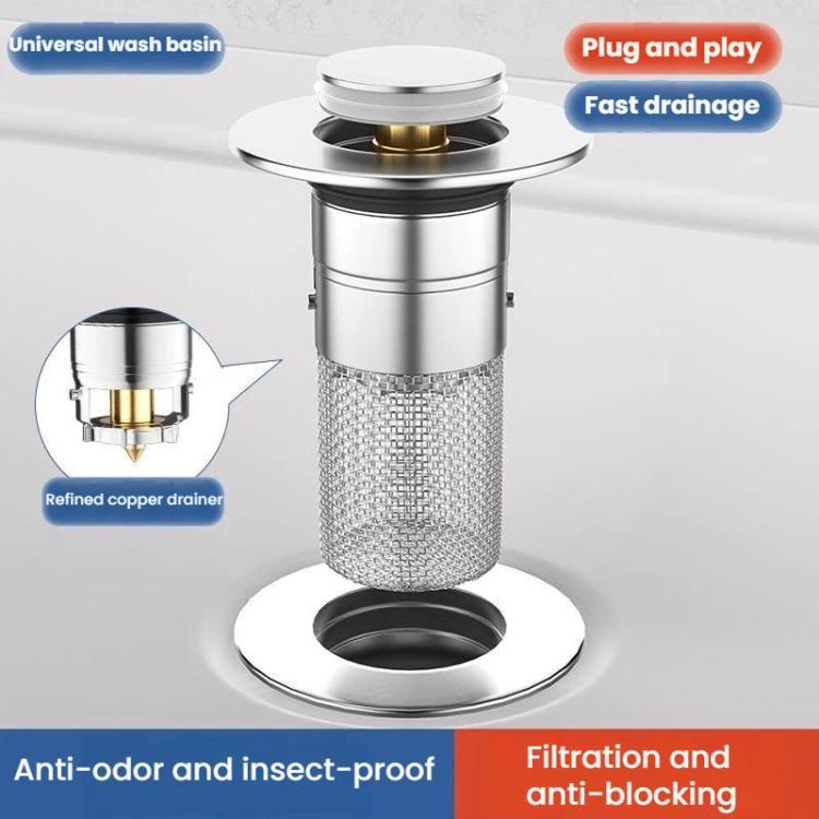 A2 Wire Basket Long Copper Core Basin Drainer Bouncing Core Washbasin Leakage Plug