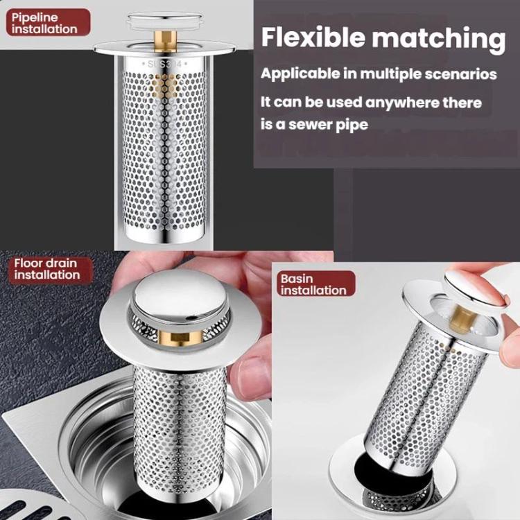 A1 Steel Basket Large Bore Copper Core Drainer Bouncing Core Washbasin 33-55mm Hole Distance Universal Plug Core