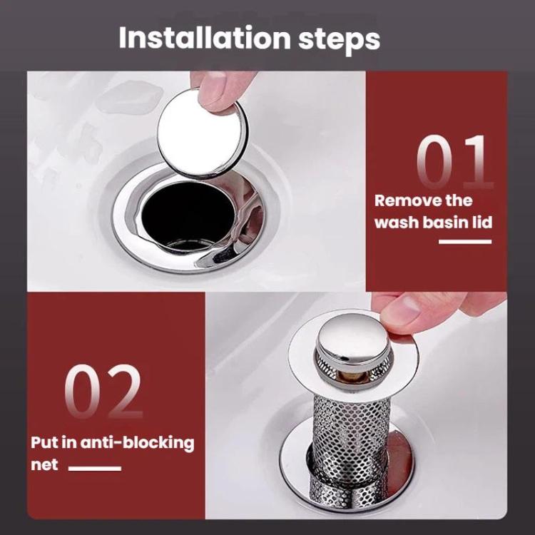 A1 Steel Basket Large Bore Copper Core Drainer Bouncing Core Washbasin 33-55mm Hole Distance Universal Plug Core