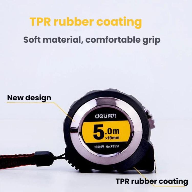 Self-Locking Steel Tape Measure TPR Covered Measuring Ruler