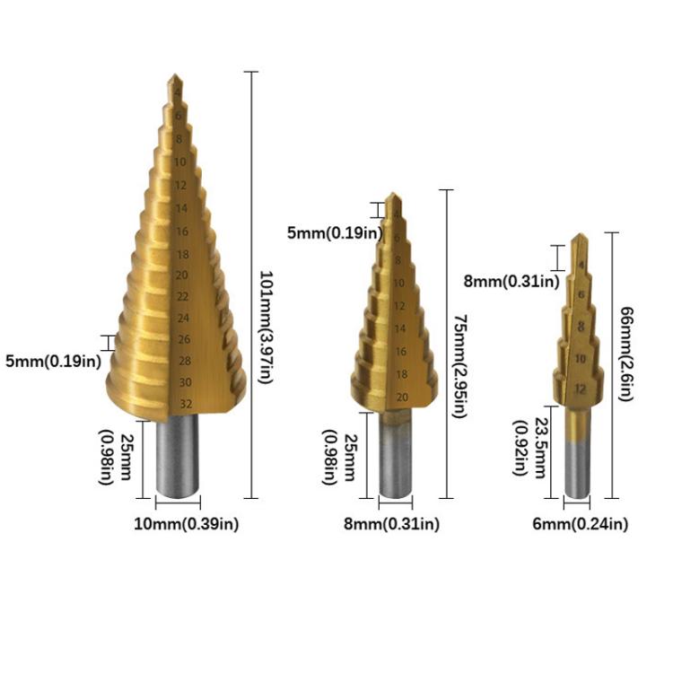 6pcs/Set Triangular Shank Drill Bits Woodworking Grooving Saw Drill Set