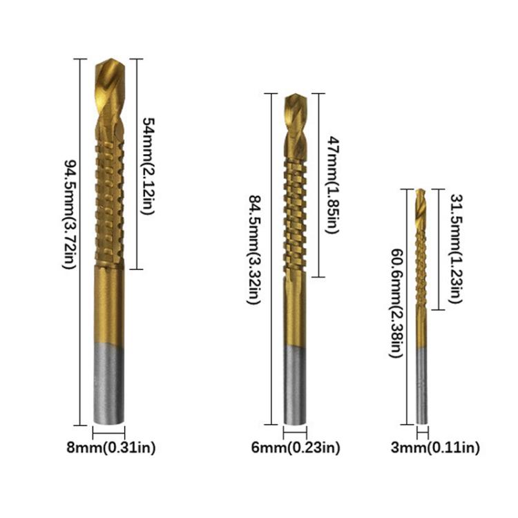 6pcs/Set Triangular Shank Drill Bits Woodworking Grooving Saw Drill Set